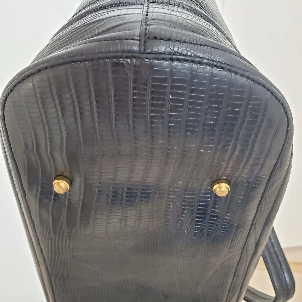 Brahmin Large Black Bucket Leather Tote